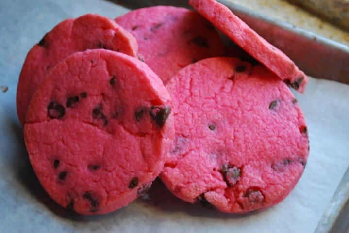 Easy Pink Chocolate Chip Cookies